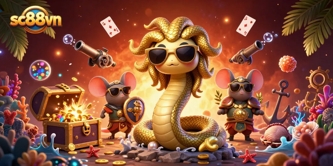 Engage with sc88vn in a vibrant, animated casino world filled with treasures and playful characters.