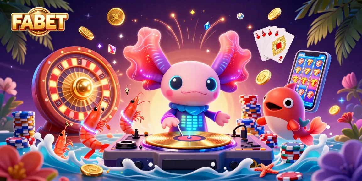 Experience thrilling gameplay at FABET's vibrant underwater casino with neon-colored characters and sparkling gems.