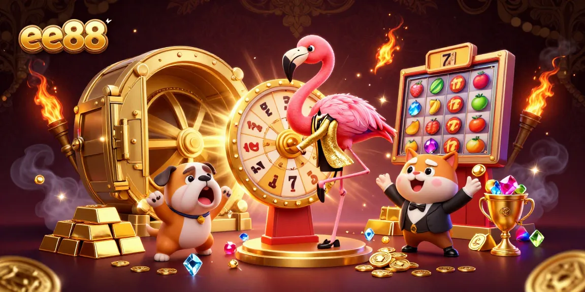 Experience the exciting world of ee88 with a game show scene, featuring thrilling slot elements and vibrant prizes.