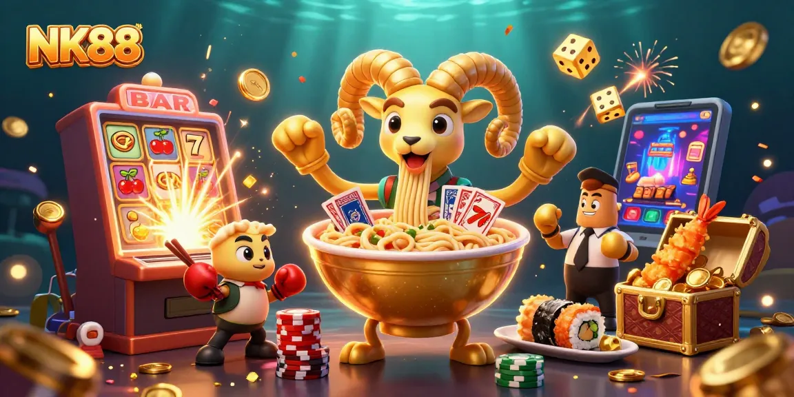 Engage with thrilling NK88 casino adventures featuring vibrant slot machine action, playful characters, and dynamic gameplay.
