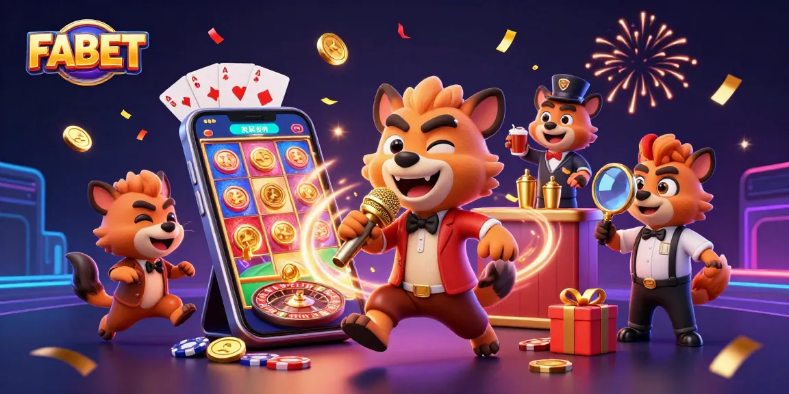 Join FABET's vibrant casino scene with hyenas mixing drinks and telling jokes.