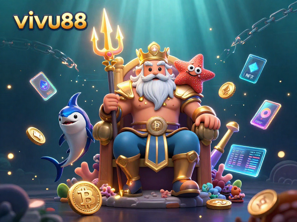 Join vivu88 to experience an energetic underwater casino adventure surrounded by vibrant gaming elements.