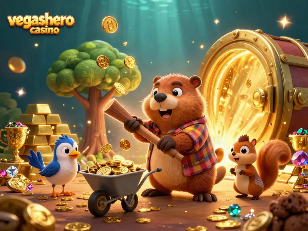 Engage in the excitement at vegashero casino with a vibrant illustration of wins and treasures.