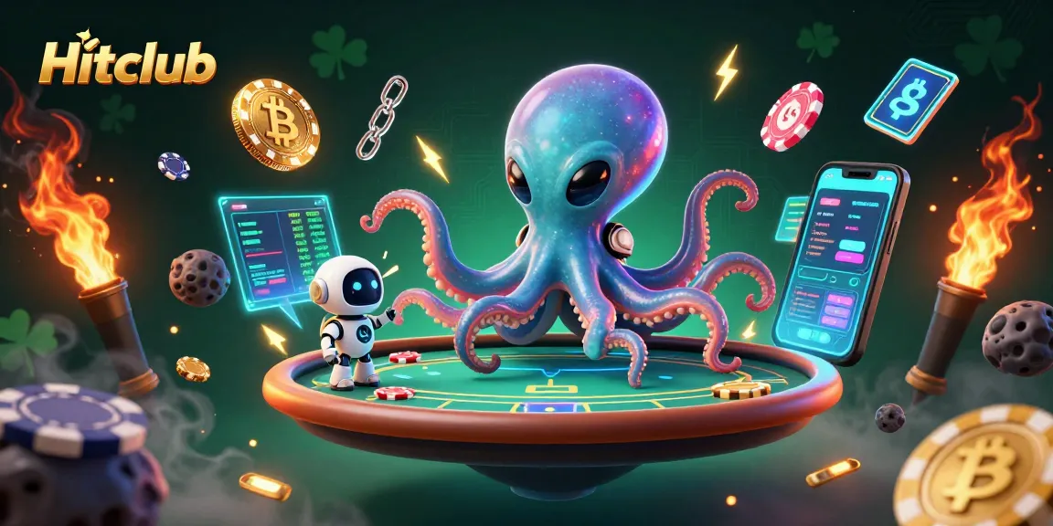 Hitclub: Engage in thrilling poker with cosmic elements in this vibrant digital art.