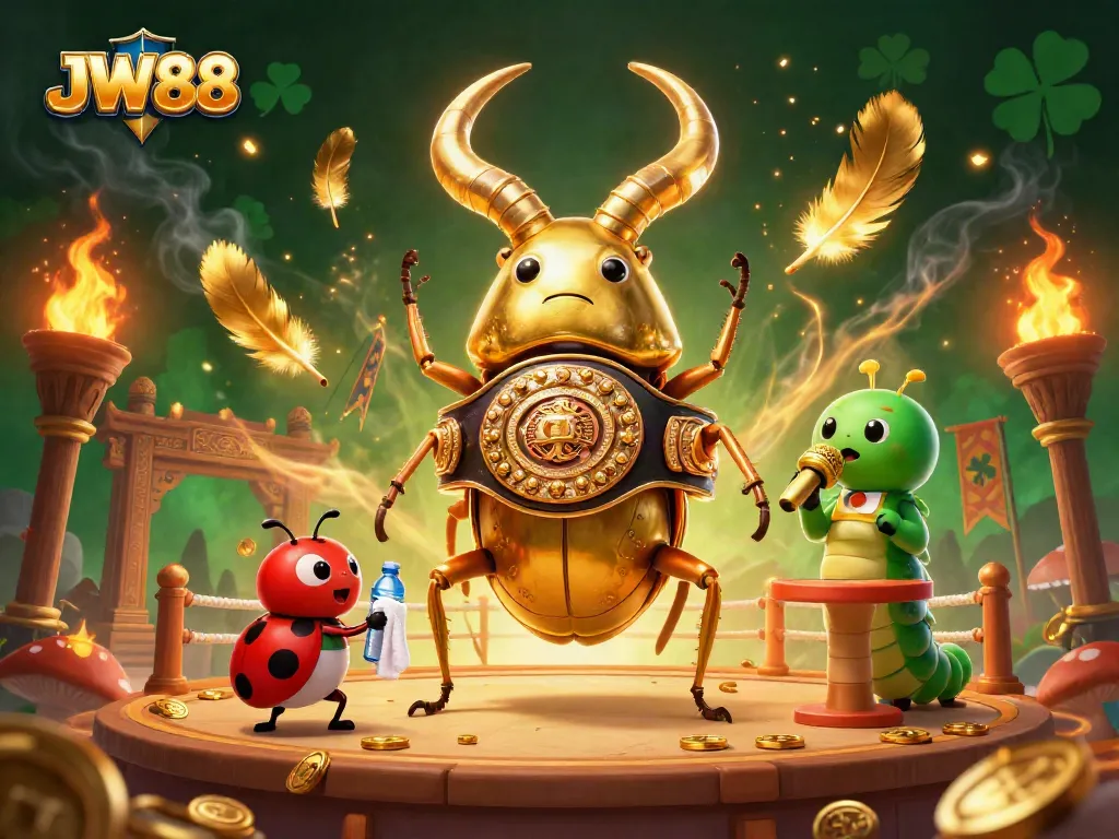 Engage with JW88 casino games alongside thrilling characters in an energetic arena scene.