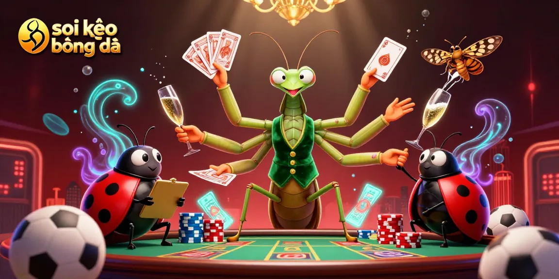 Place bets wisely with the vibrant characters of soi kèo bóng đá amid an energetic casino scene.