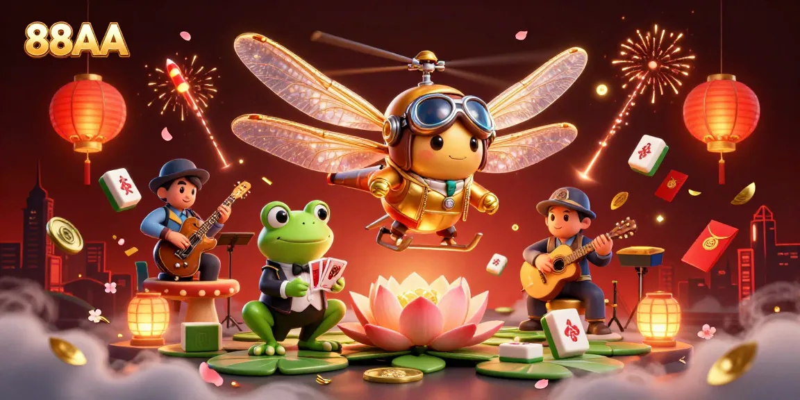 Engage in thrilling gameplay with 88AA at this exciting lily pad casino illustration.