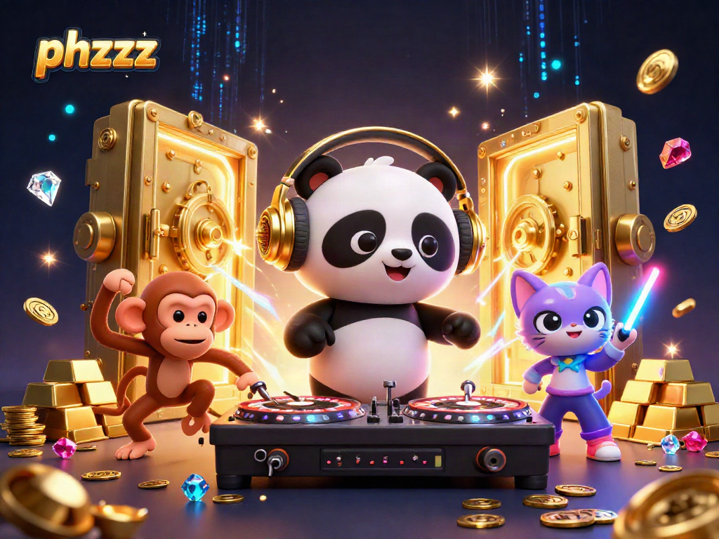 Experience the thrill of phzzz casino games in this vibrant, animated scene with lively characters.