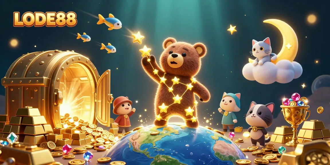 Experience winning moments with LODE88 in a vibrant casino scene filled with treasure.