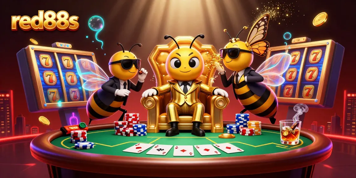 Experience red88s excitement with a vibrant casino scene featuring our unique characters in action.
