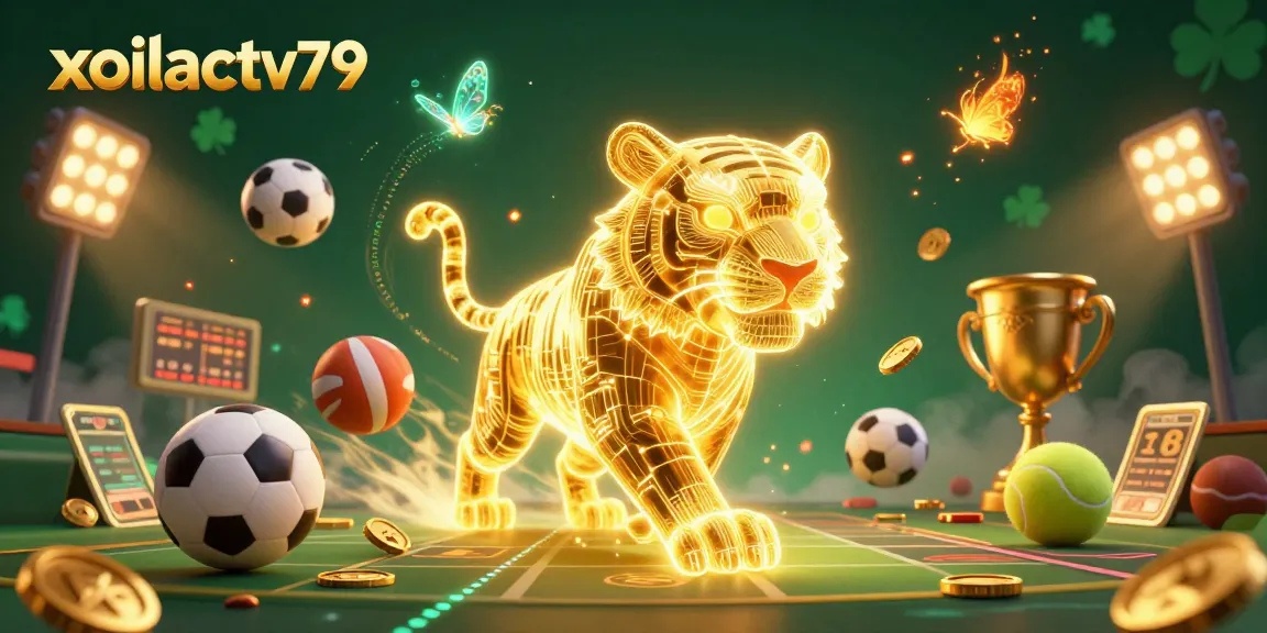 Bet on exciting sports with xoilactv79's dynamic 3D rendering showcasing vibrant casino elements.