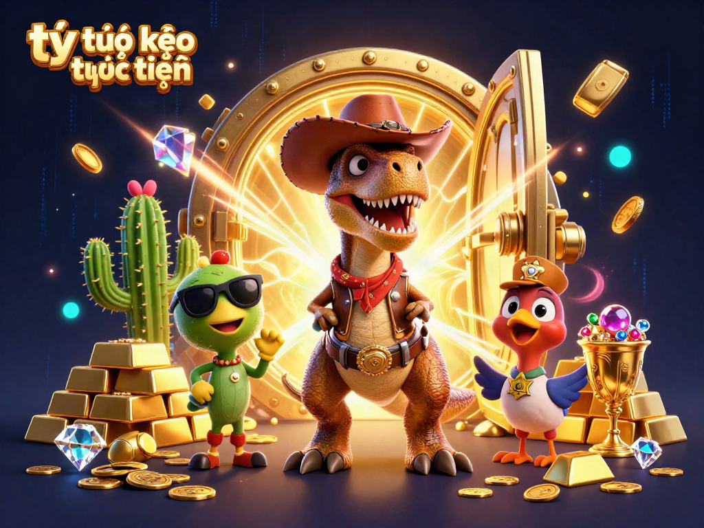 Experience thrilling tỷ lệ kèo trực tuyến action with our vibrant 3D illustration featuring casino elements and engaging characters.