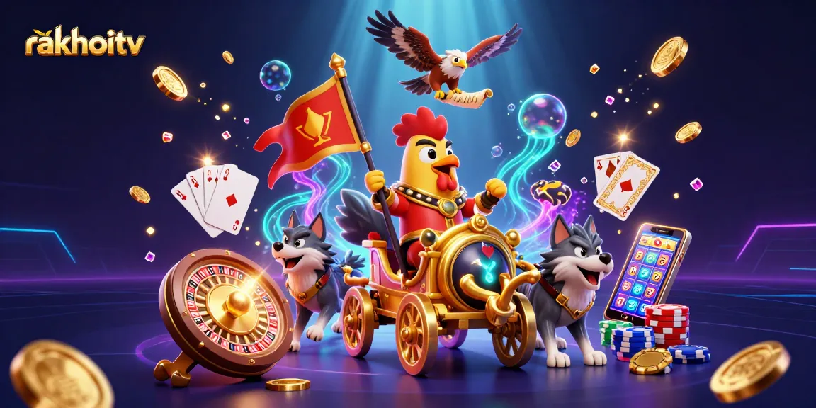 Experience thrilling action with rakhoitv, as a rooster warlord leads a golden chariot in an epic gambling scene.