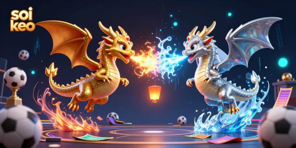 Soi keo enhances your sports betting strategy with dynamic dragons representing odds analysis in action.