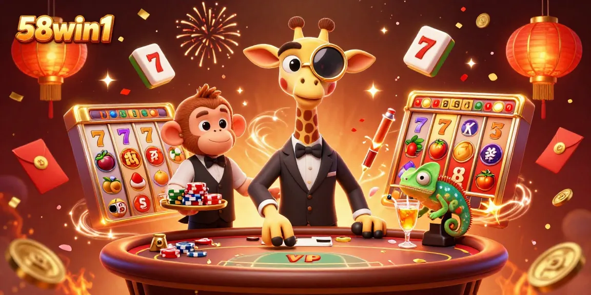 Experience the thrilling world of 58win1 with a high-roller giraffe and dynamic casino action.