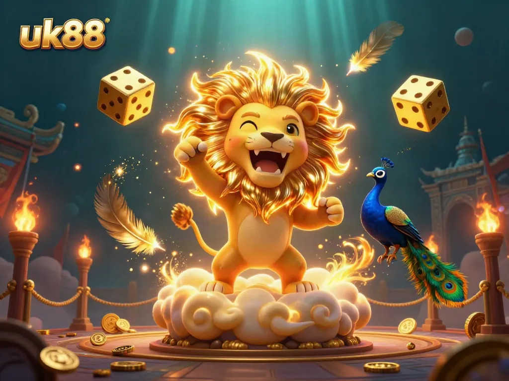 Experience thrilling bets with uk88 in this vibrant 3D casino scene filled with excitement.