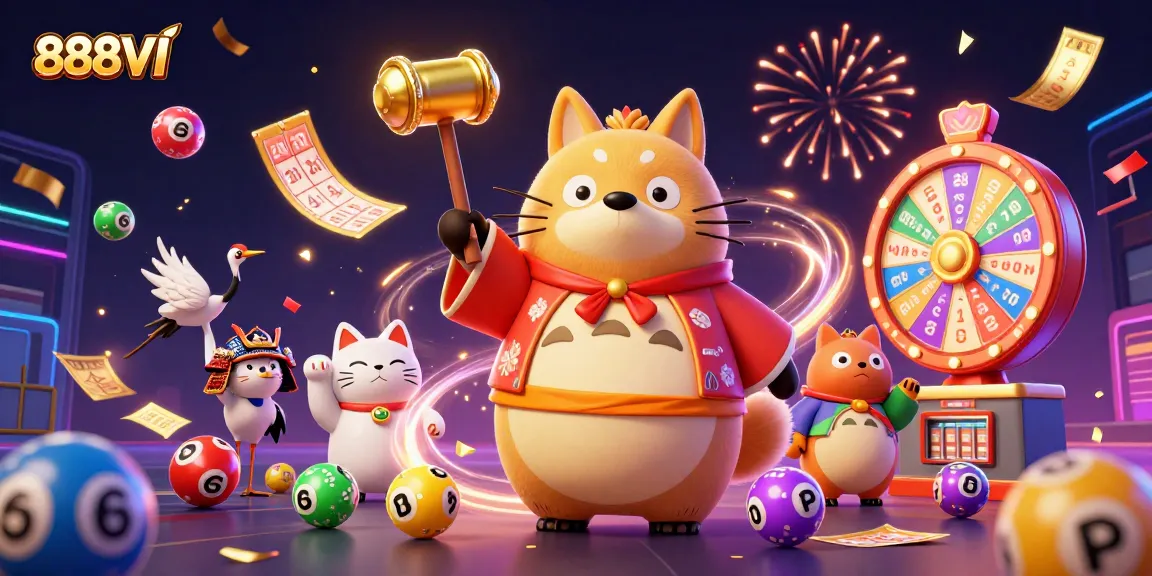 Experience the excitement of 888VI with cheerful characters celebrating gaming luck and fortune.