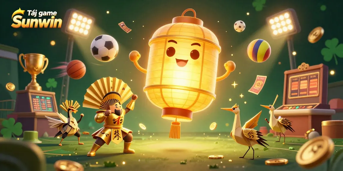 Engage in the vibrant world of Tải game Sunwin featuring dynamic illustrations of games and winning experiences.