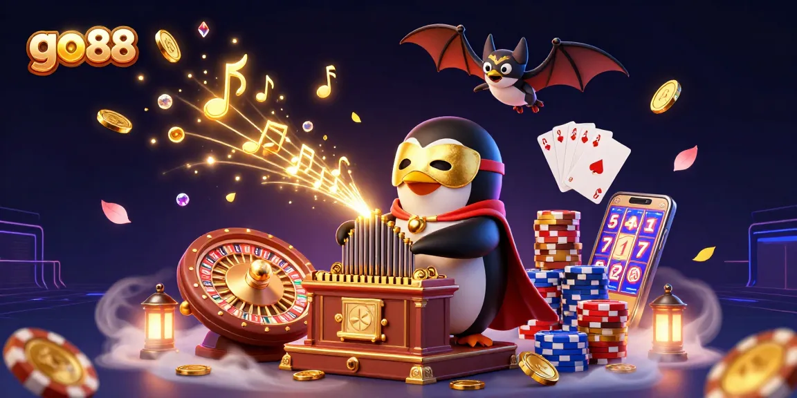 Experience the excitement of go 88 with golden coin cascades, 3D game elements, and a vibrant casino atmosphere.