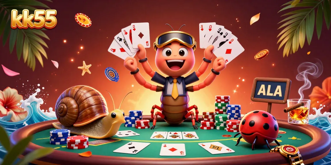 Engage at the kk55 casino with a vibrant dealer and high-roller characters amidst poker game excitement.