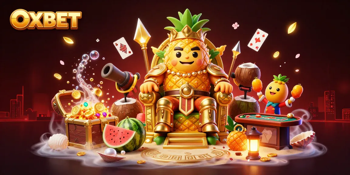 Bet big with OXBET on an ultra-detailed 3D casino scene featuring vibrant characters and game elements.