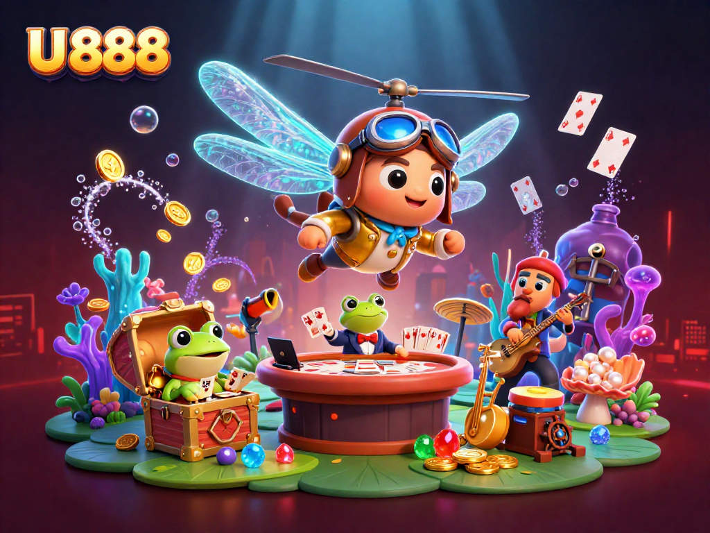Experience the thrilling world of U 888 with vibrant casino action and dynamic characters.