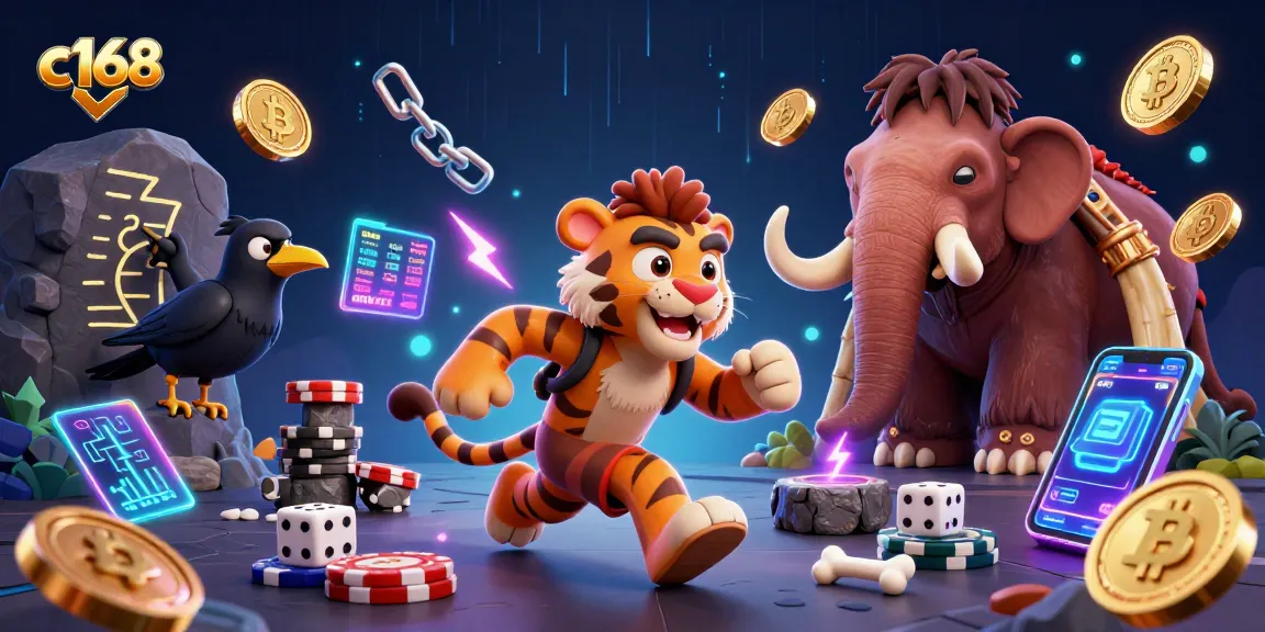 Engage in thrilling games at c168 with unique characters in a vibrant casino setting.