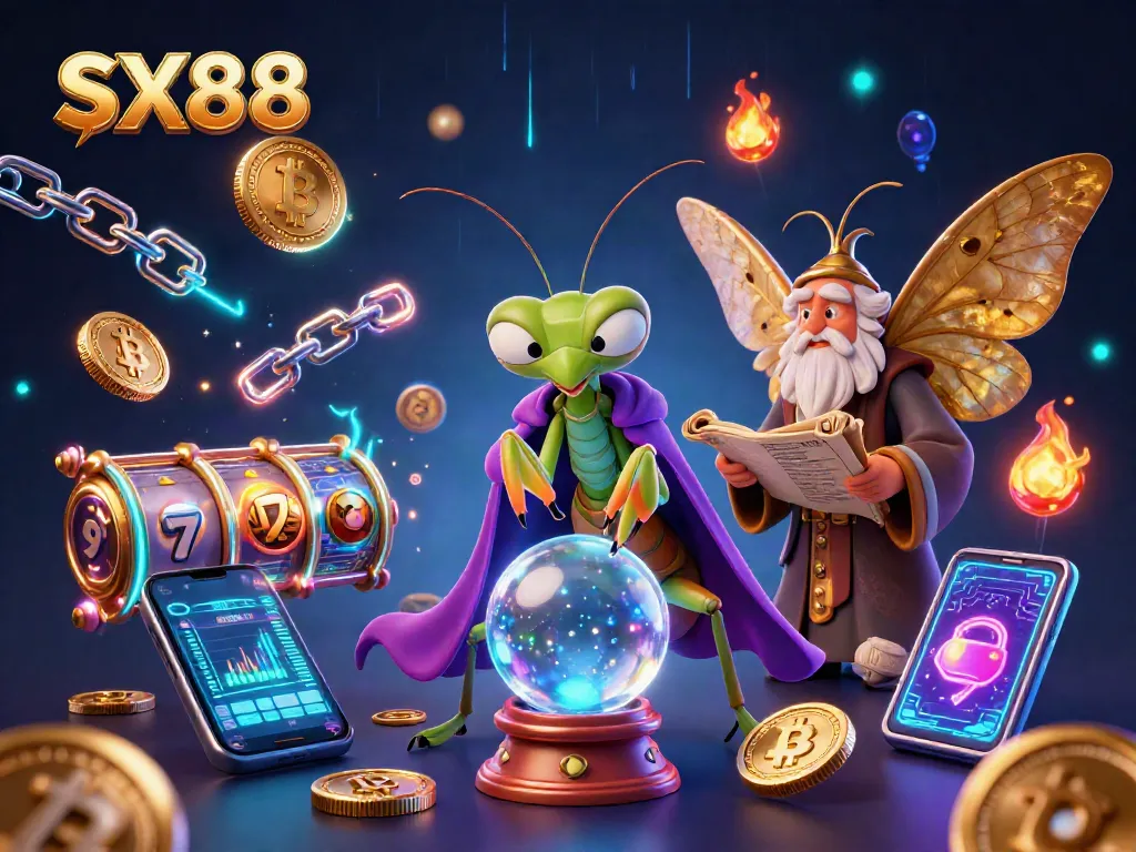 Engage with SX88 casino slots featuring a mystical scene with a fortune teller and vibrant game elements.