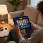 Terlibat dalam permainan online dengan slot88 resmi apk di tablet dalam suasana rumah yang nyaman.