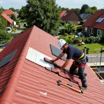 Expert dakdekker Nijkerk installeert kwaliteitsdakpannen op een woonhuis.