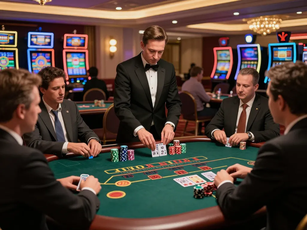 Experience the excitement of blackjack at Link Say88 chính thức, with players engaged in the game.
