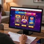 Engaging with exciting lu88 online casino games in a cozy home setup.