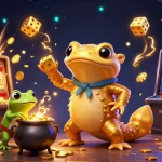 Experience exciting gaming at sky88s with golden coins and jackpot symbols in a lively casino scene.