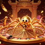 Experience thrilling bets at lu88 link with a spider-themed roulette web and vibrant casino elements.