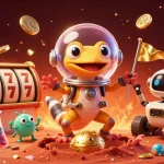 Experience thrilling gaming with 9bet83 in this vibrant 3D casino illustration showcasing slot games and adventure.