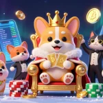 Experience the thrill of gaming with TR88's vibrant scene featuring royal corgi characters and cryptocurrency elements.