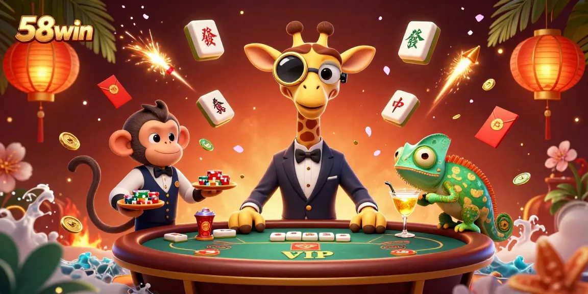 Elevate your gaming experience at 58win with vibrant casino scenes and unique characters.