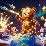 Win big with SKY88 in this vibrant illustration showcasing casino games and cosmic fun!