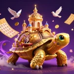 Engage in thrilling games at bl555,com with vibrant scenes showcasing lottery balls, golden coins, and dynamic casino action.