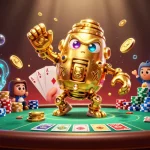 Experience the thrilling world of lc88 with vibrant casino elements and a golden golem character.