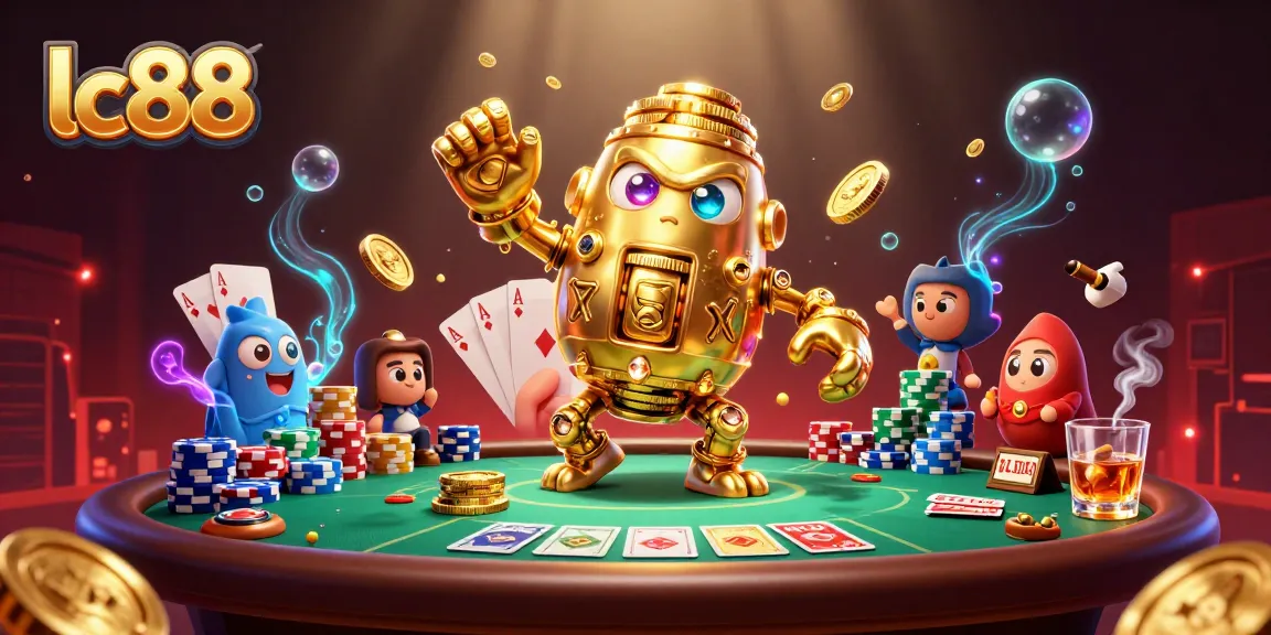 Experience the thrilling world of lc88 with vibrant casino elements and a golden golem character.