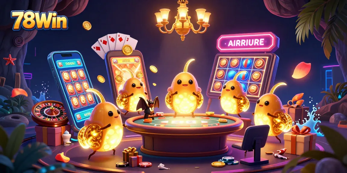 Experience thrilling gameplay at 78Win with bioluminescent glowworms lighting the casino scene.