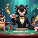 Experience the top no deposit bonus casinos where the stylish panther deals cards amidst vibrant gaming elements.