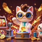 Experience the thrill of nổ hũ đổi thưởng with an exciting 3D cartoon scene filled with vibrant characters and slot machines.