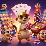 Experience luck8's vibrant casino atmosphere with energetic meerkats managing a spectacular operation.