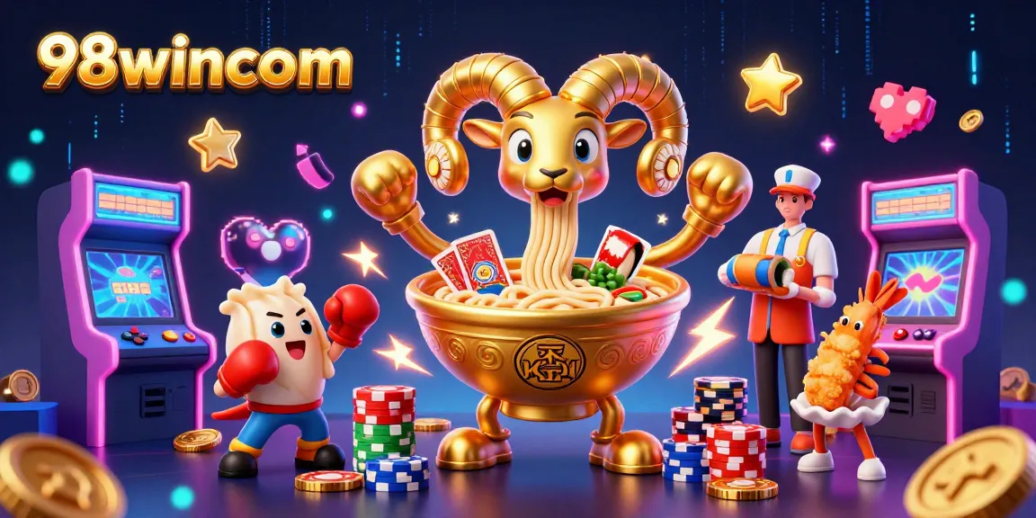 Engage with 98wincom's vibrant gaming world featuring dynamic characters in a lively casino scene.