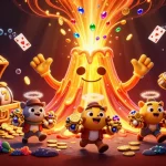 Engage in exciting gameplay at situs slot gacor with a vibrant volcano scene and treasure-filled elements.