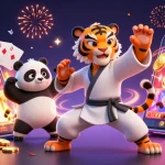 Engage in thrilling slot action with 789win1 featuring kung fu tiger, panda, and monkey.
